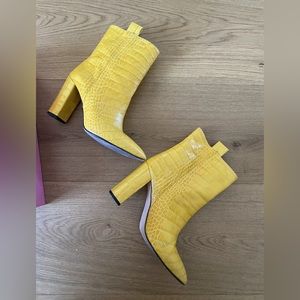 Paris Texas Yellow Snakeskin Ankle Boots 38.5